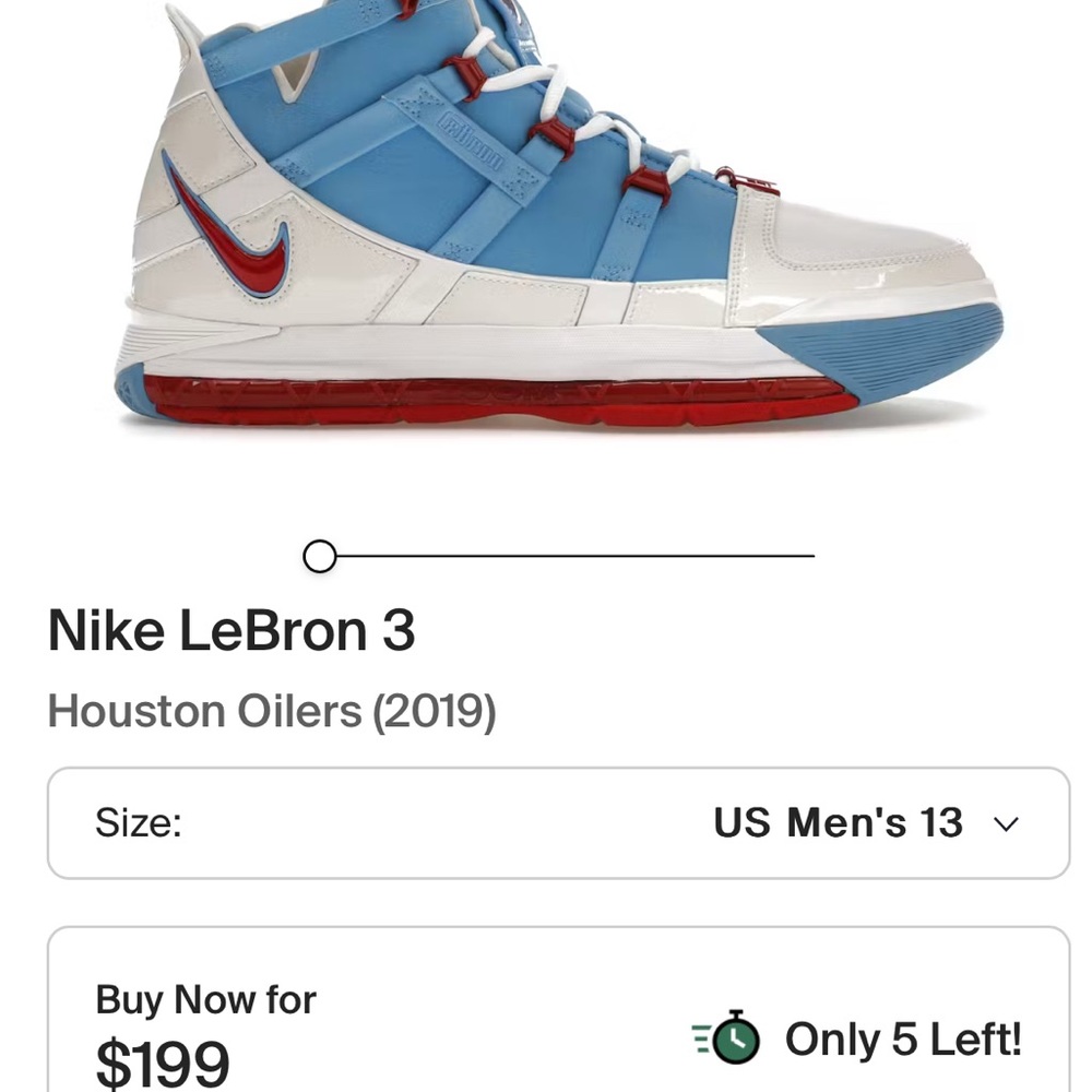 Nike LeBron 3 “Houston Oilers”, Men’s Sz 13, No Original Box